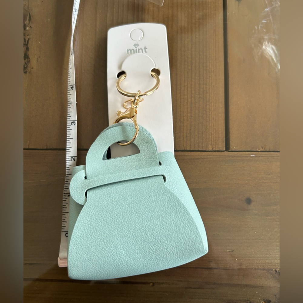 Mint Mini Handbag Keychain Charm Mint Green Vegan Leather Bag Accessory - Picture 2 of 2